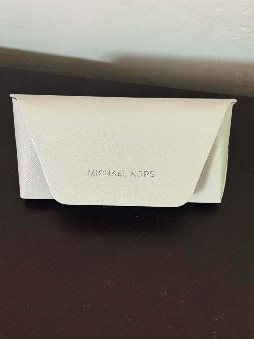 Michael Kors White Textured Eyewear Case with Silver Logo
